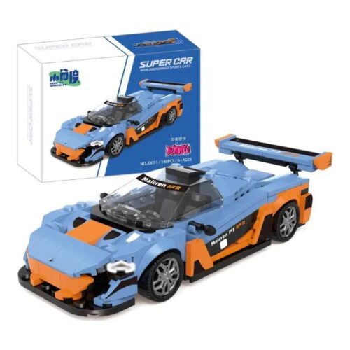 Bộ lắp ghép Siêu xe McLaren P1 JD051 348 mảnh, Tương thích LEGO®, Cho bé 6 tuổi, Màu xanh dương cam đen, Tốc độ đỉnh cao, Mô hình siêu xe tỉ lệ 1:17.7