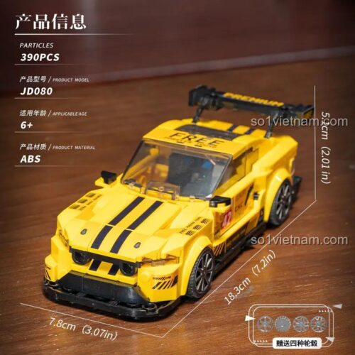 Kích thước mô hình xe đua Ford Mustang GT3, bộ lắp ghép 390 mảnh, tỉ lệ 1:18, đồ chơi cho bé 6 tuổi, đồ chơi giáo dục STEM, đồ chơi sáng tạo, quà tặng sinh nhật, quà tặng Giáng Sinh, giá tốt, chất lượng cao, tương thích LEGO
