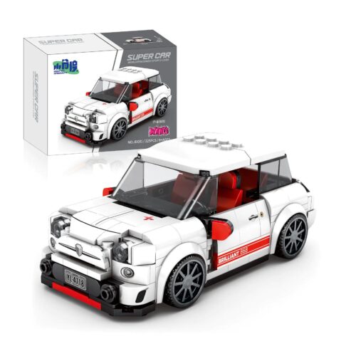 Bộ lắp ghép Xiaojiaodu JD081 mô hình xe BMW MINI Cooper trắng đỏ, 325 chi tiết, dành cho bé trai 6 tuổi, giá tốt