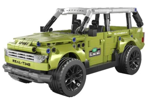 Xe Jeep địa hình Land Rover 1:18 màu xanh lá, có bánh đà hồi, cửa mở, tỉ lệ 1:18, đồ chơi lắp ghép cho bé 6 tuổi