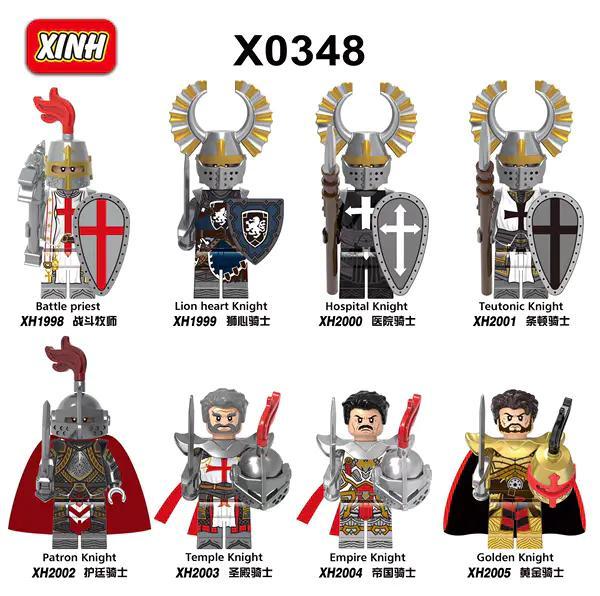 Bộ 8 Minifigure Hiệp Sĩ Thập Tự Chinh XINH X0348 chi tiết cao, đồ chơi mô hình cho bé trai 8 tuổi giá tốt.