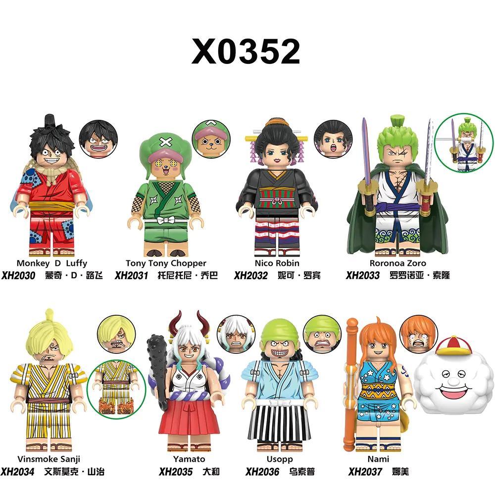 Bộ 8 nhân vật One Piece XINH XH0352 - Monkey D Luffy, Tony Tony Chopper, Nico Robin, Roronoa Zoro, Vinsmoke Sanji, Yamato, Usopp, Nami - Đồ chơi lắp ghép cho bé 6 tuổi