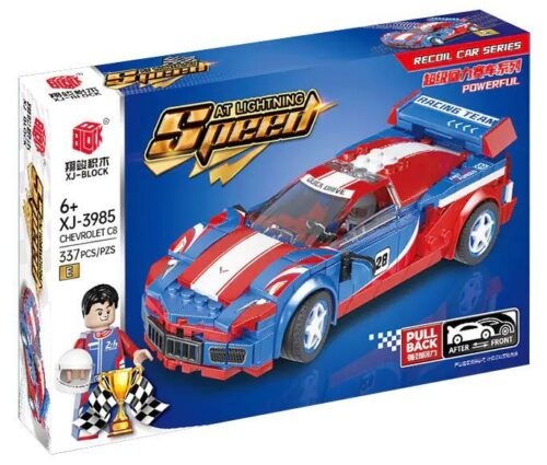 Hộp sản phẩm bộ đồ chơi Siêu xe Đua Hồi Lực Chevrolet Corvette C8 XJ-3985E