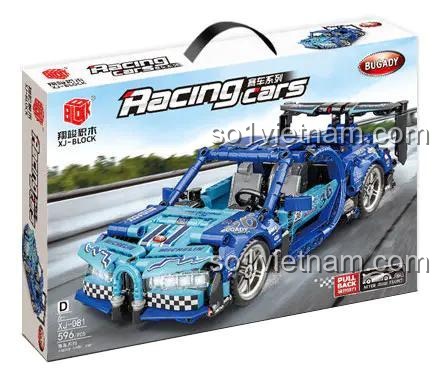 Hộp sản phẩm Bugatti Chiron Tốc Độ Cao XJ-Block XJ-081D, bộ đồ chơi lắp ghép 596 chi tiết, phù hợp cho bé trai 6 tuổi, giá tốt