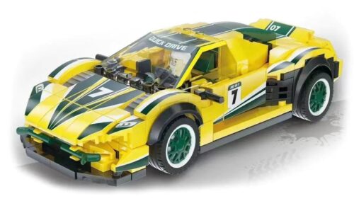 Mô hình Siêu xe Lamborghini EVO màu vàng lắp ráp từ bộ đồ chơi XJ-Block XJ-3985B
