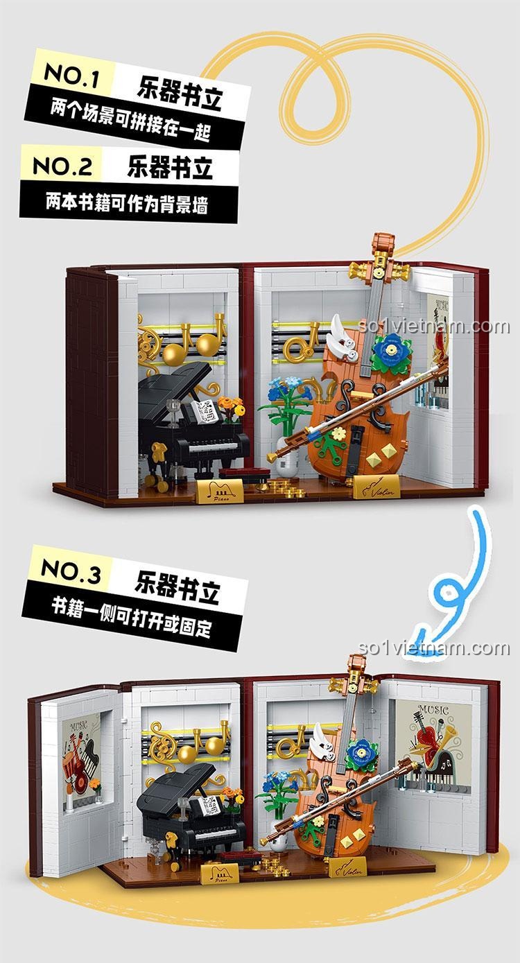 XMORK 028007 Giá Đỡ Sách Nhạc Cụ Mô Hình Lắp Ráp Với Hoa Và Nốt Nhạc