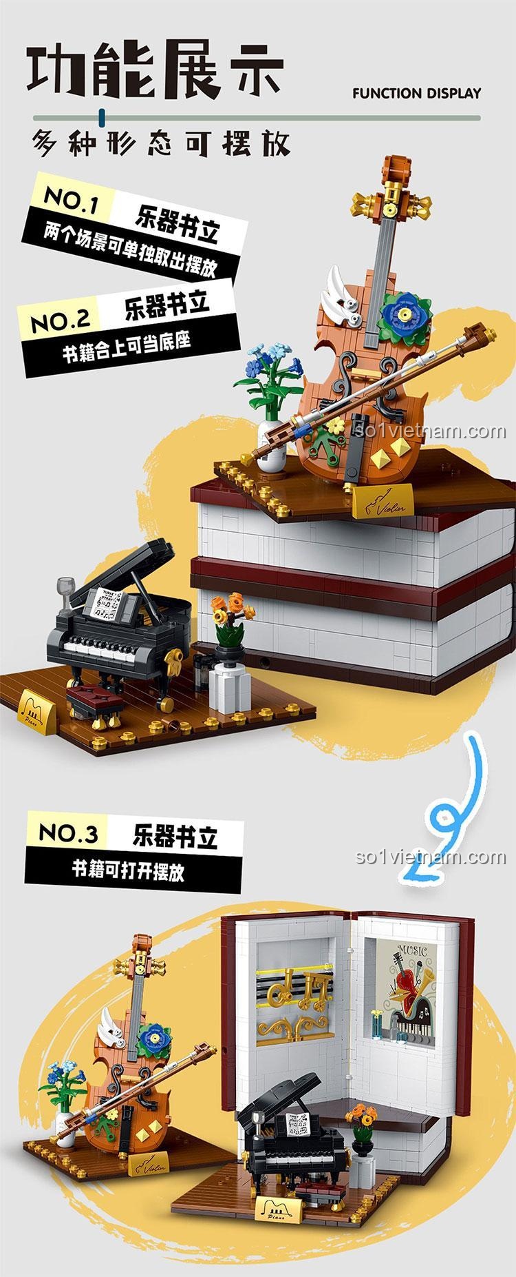 XMORK 028007 Giá Đỡ Sách Nhạc Cụ Mô Hình Lắp Ráp Với Nốt Nhạc