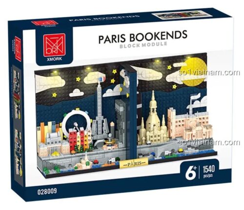 Hộp bộ xếp hình Mô hình kiến trúc Paris XMORK 028009, chặn sách độc đáo 1540 chi tiết, quà tặng cho bé gái 6 tuổi