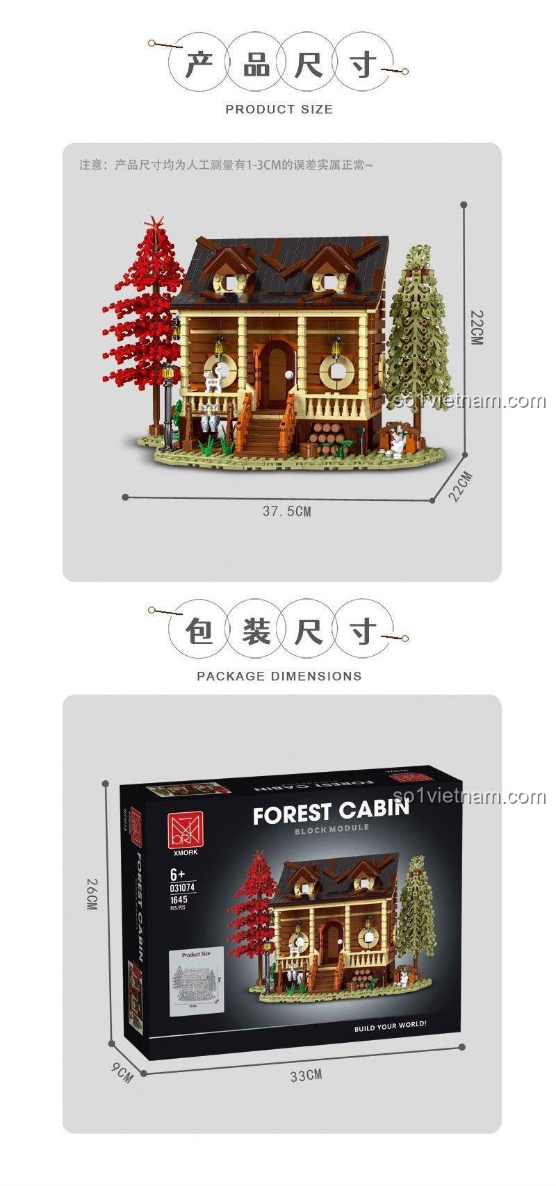 Chi tiết mô hình ngôi nhà gỗ trong rừng XMORK 031074