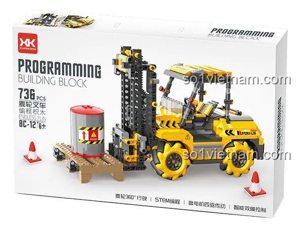 Hộp sản phẩm xe nâng lập trình điều khiển từ xa Xuan Kong BC-12, bộ đồ chơi xây dựng 736 chi tiết, đồ chơi giáo dục cho bé trai