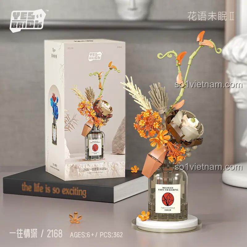 Bộ lắp ghép Bình hoa Tình Thâm Yes! Brick 2168, đồ chơi mô hình trang trí đẹp mắt, chất lượng cao cho bé gái, giá tiết kiệm.