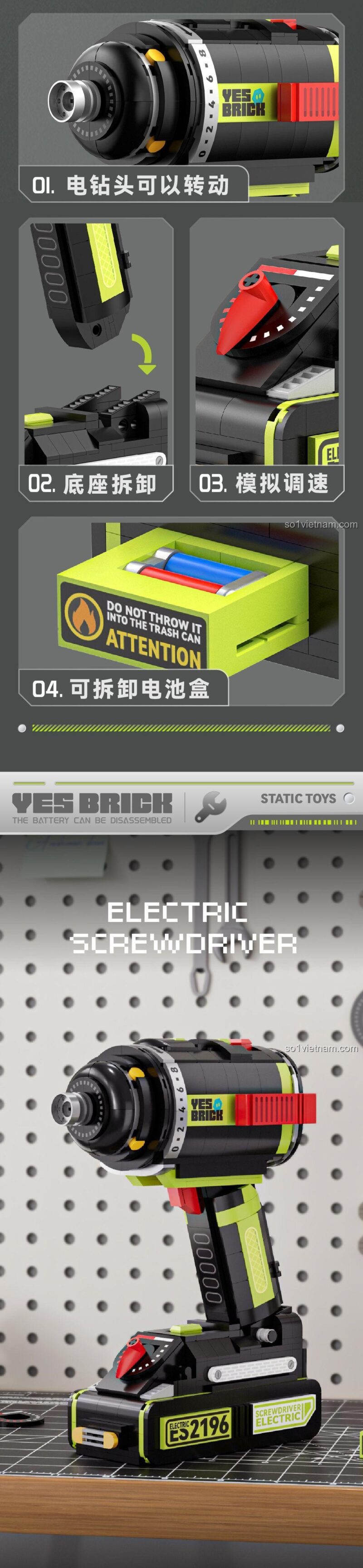 YES BRICK 2194 Máy Mài Góc Mô Hình Lắp Ráp