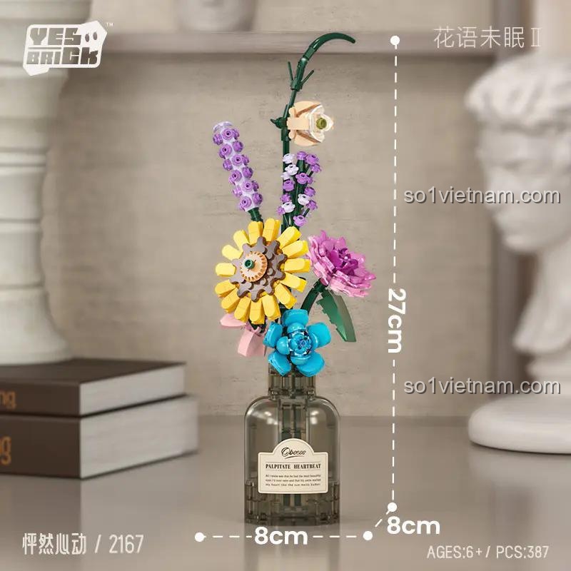 đồ chơi mô hình Hoa Ngữ Vị Miên II Yeso Brick 2167 kích thước mô hình hoa trang trí