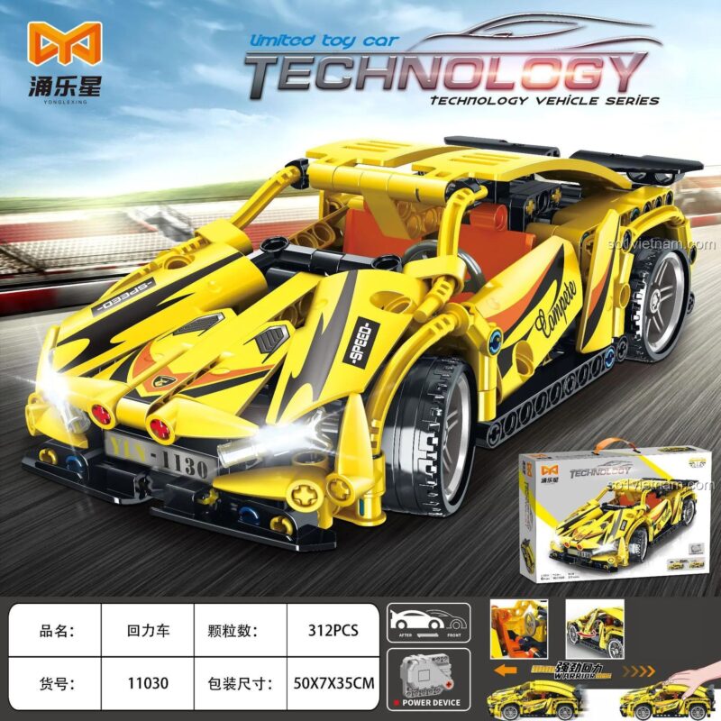 Mô hình Siêu Xe Lamborghini Vàng Tốc Độ YongLeXing 11030 đang chạy trên đường đua