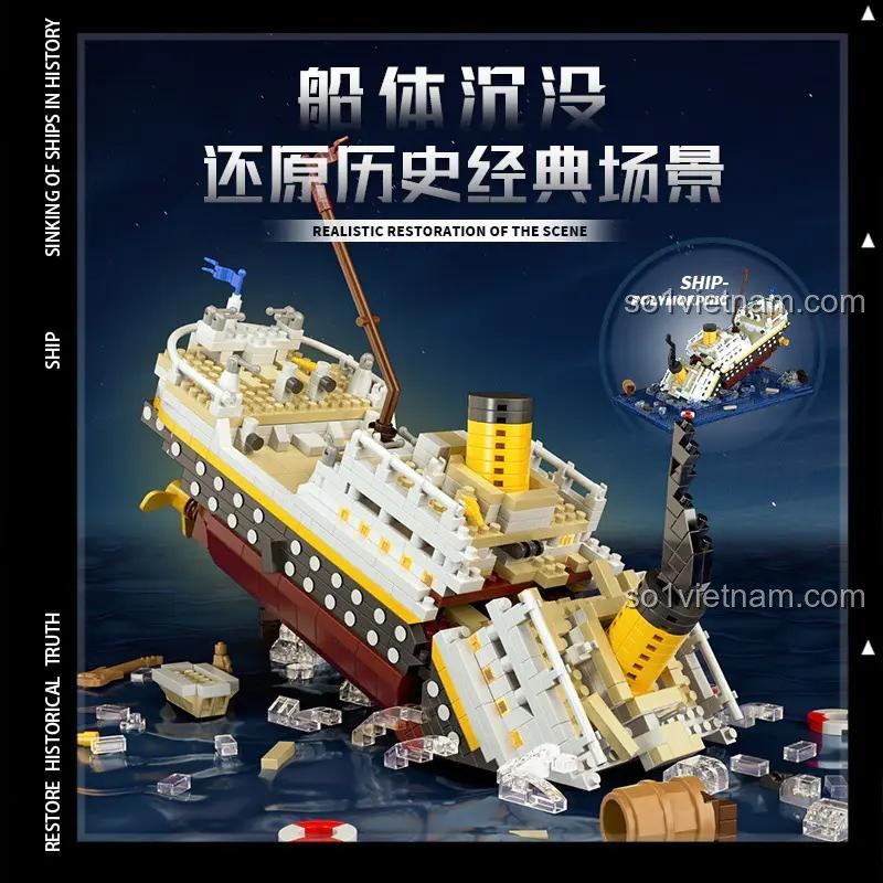 予高 P3123 Tàu Titanic Chìm bộ xếp hình tái hiện cảnh bi tráng, 2308 mảnh, đồ chơi mô hình cho bé trai và bé gái, giá tốt