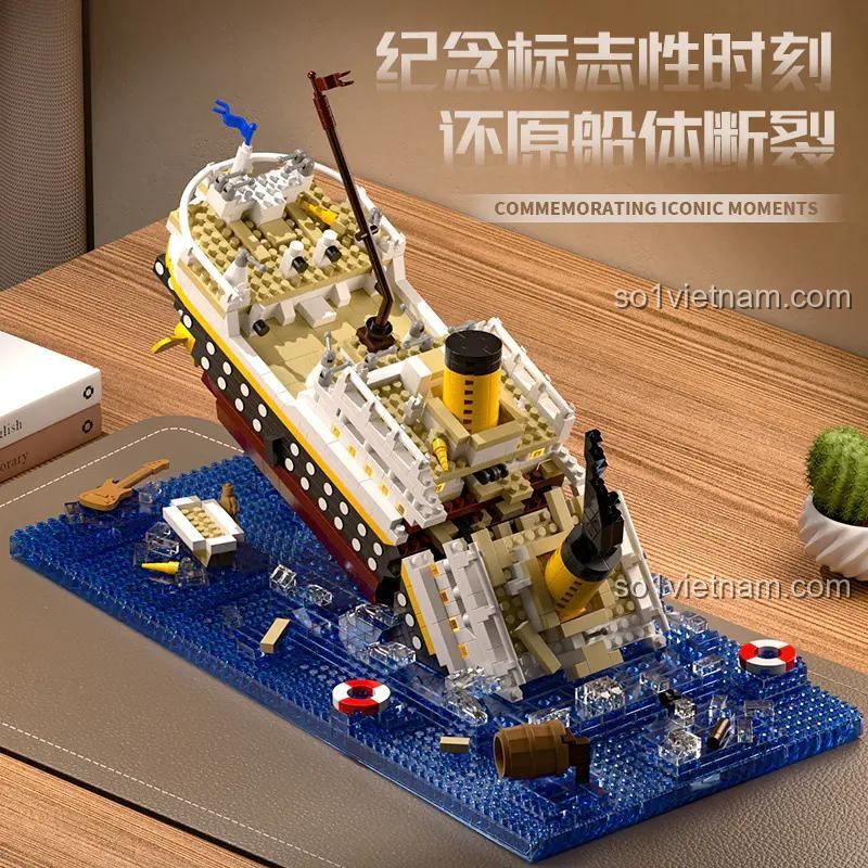 予高 P3123 Tàu Titanic Chìm mô hình tái hiện khoảnh khắc lịch sử, 2308 mảnh, đồ chơi xếp hình cho bé trai và bé gái, giá tốt