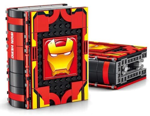 Sách Lắp Ghép Iron Man YZ7075 - Mô hình Sách Iron Man Marvel, 445 mảnh, màu đỏ đen vàng, đồ chơi xây dựng cho bé trai 6 tuổi