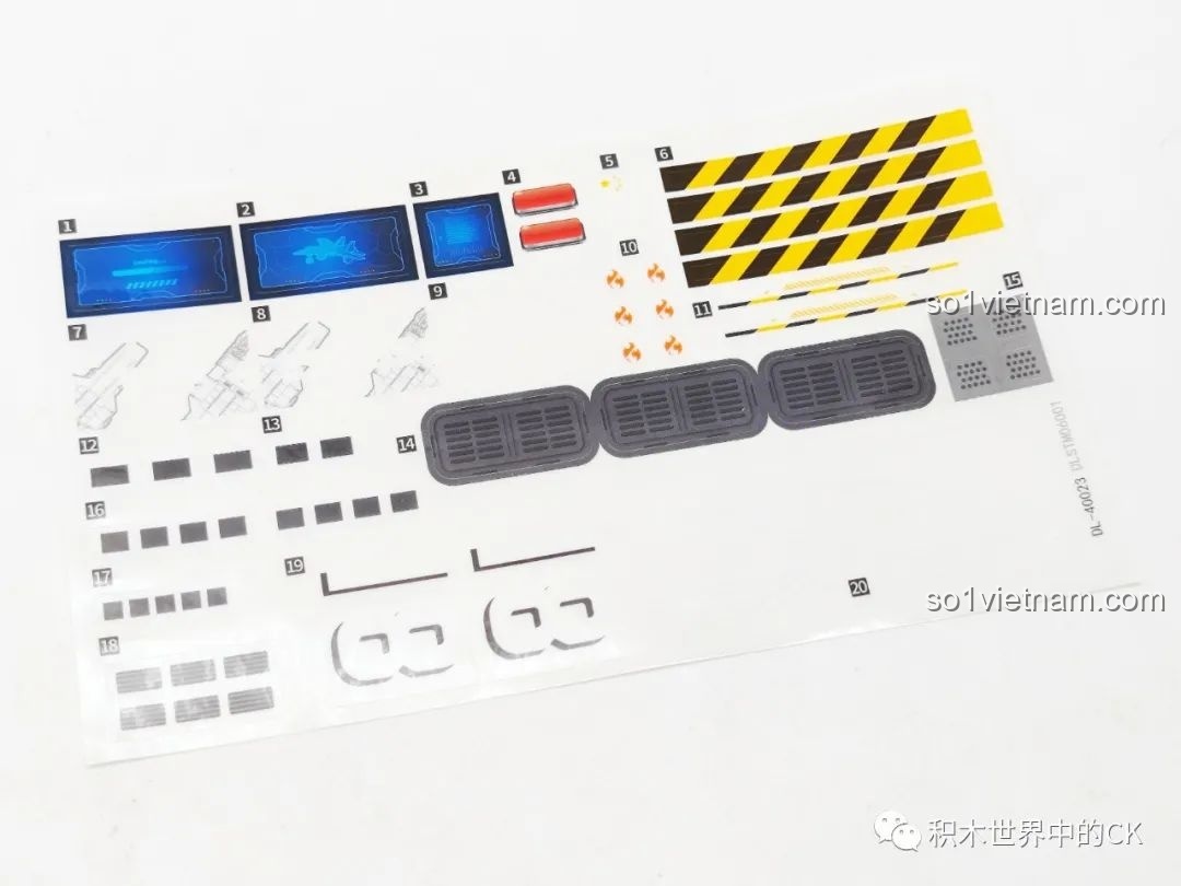 Bộ decal đi kèm bộ lắp ghép ZDEL DL-40023 Tàu Sân Bay Phúc Kiến 003, với các chi tiết trang trí sắc nét.