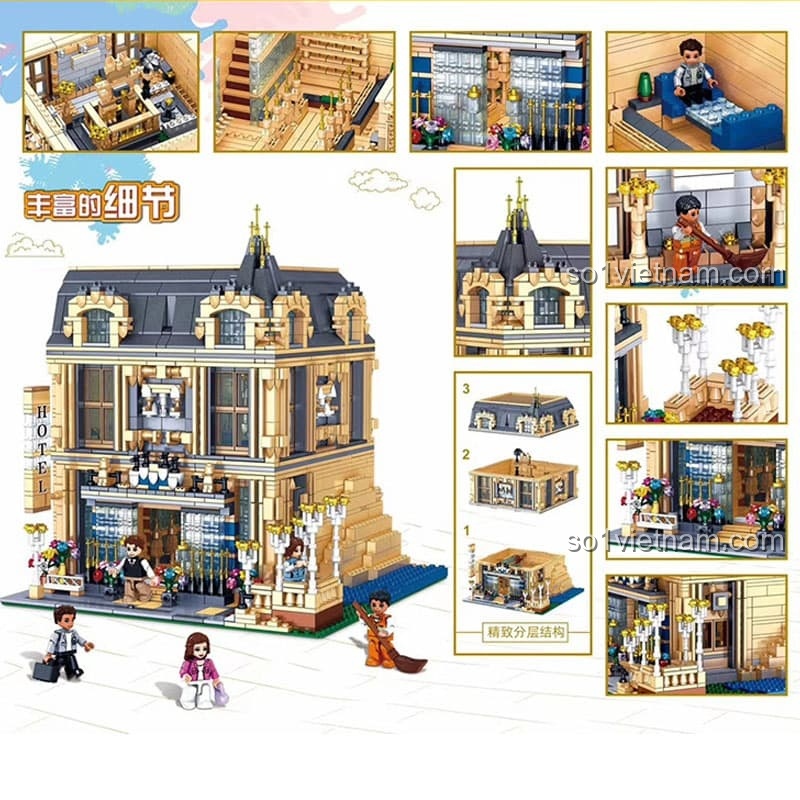 Mô hình lắp ghép Bộ xếp hình QL 0935 Phố cổ thu nhỏ với thiết kế mặt tiền khác biệt, đồ chơi xây dựng chi tiết, phù hợp cho trẻ em 6 tuổi.