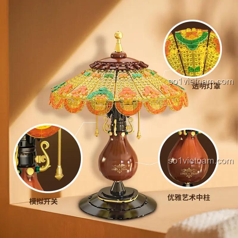 Các chi tiết nổi bật của Đèn Bàn Cổ Điển ZHEGAO 00398, đồ chơi mô hình Đèn Bàn Retro, thiết kế cổ điển, cho bé 6 tuổi, giá trị cao