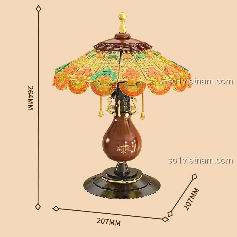 Kích thước mô hình Đèn Bàn Cổ Điển ZHEGAO 00398, bộ lắp ghép 00398, đồ chơi lắp ráp có đèn LED, cho bé trai bé gái, giá bình dân