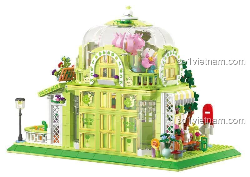 Mô hình Vườn Thực Vật Nắng Mai ZHEGAO 612002 với các chi tiết tinh xảo, màu xanh lá chủ đạo, phù hợp cho bé gái 14 tuổi, đồ chơi sáng tạo, quà tặng ý nghĩa.