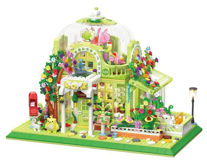 Mô hình Vườn Thực Vật Nắng Mai ZHEGAO 612002 lắp ráp chi tiết với đèn LED lung linh, màu xanh lá chủ đạo, phù hợp cho bé gái 14 tuổi, đồ chơi sáng tạo, quà tặng ý nghĩa.