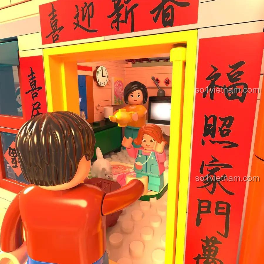 Chi tiết bên trong bộ lắp ghép ZHEGAO 612015 Phố Cổ