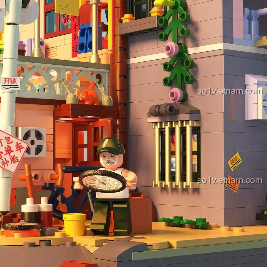 Chi tiết ngoài trời của bộ lắp ghép ZHEGAO 612015 Phố Cổ