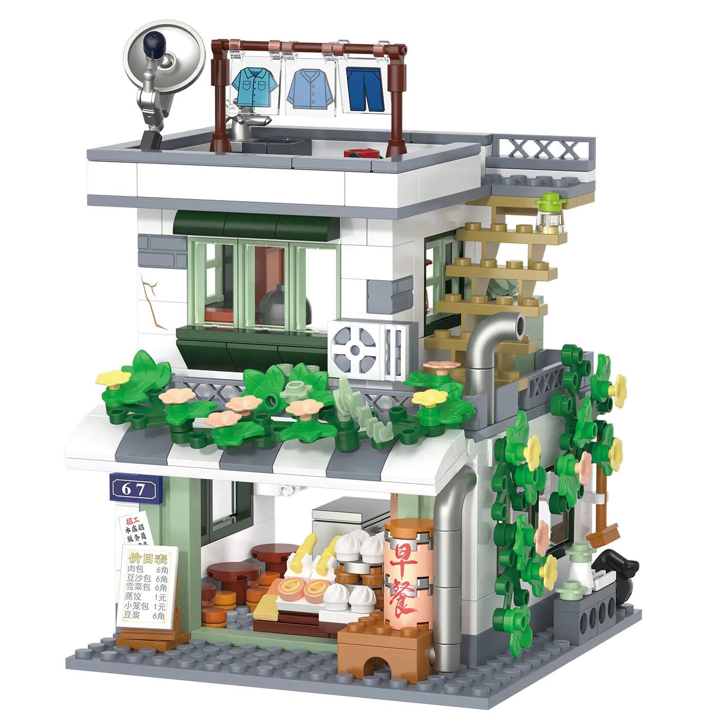 ZHEGAO 612039 Tiệm Ăn Sáng "Ký Ức Xưa" - Mô hình lắp ráp chi tiết, đồ chơi giáo dục cho bé 6 tuổi