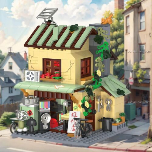 Mô hình Tiệm sửa chữa ZHEGAO 612040 sau khi lắp ráp