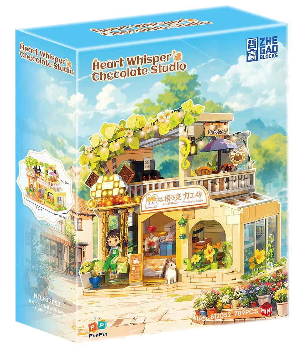 Bộ lắp ghép Tiệm Socola HeartWhisper ZHEGAO 612052 giá rẻ cho con gái 14 tuổi, hộp sản phẩm chất lượng cao.