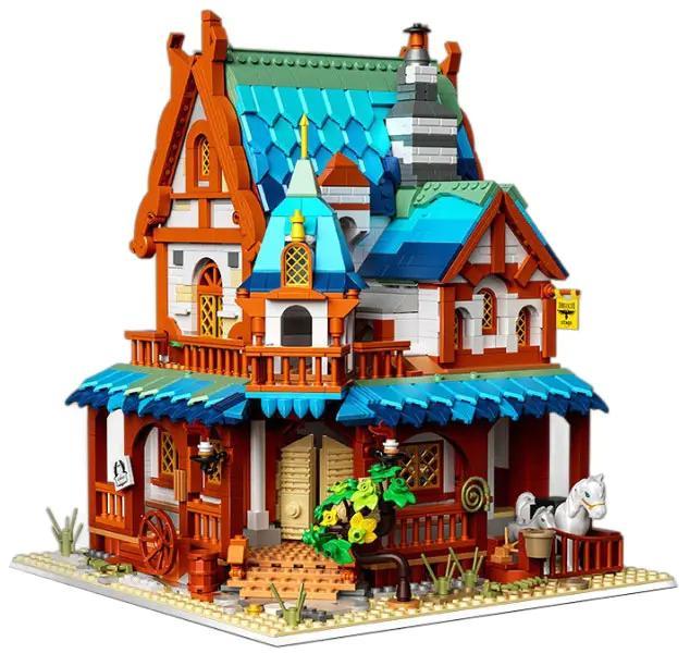 Mô hình Trạm Bưu Chính Trung Cổ ZHEGAO 613007, bộ lắp ghép kiến trúc trung cổ 1767 mảnh, đồ chơi xây dựng cho bé 14 tuổi