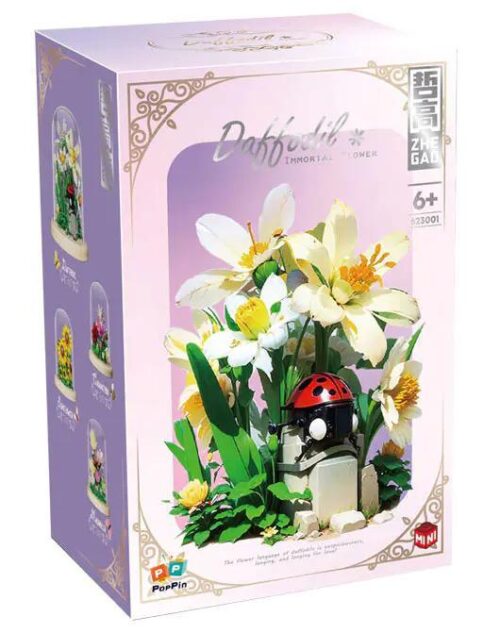 Bộ lắp ghép ZHEGAO 623001 Hoa Thủy Tiên, đồ chơi mô hình Hoa Thủy Tiên giá tốt, quà tặng bé gái 6 tuổi, hộp sản phẩm