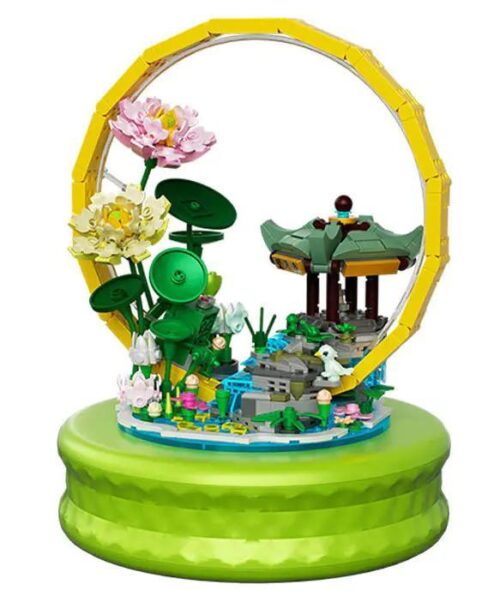 Bộ lắp ghép ZHEGAO 623004 Ao Sen Trăng Thanh với đèn LED và hộp nhạc, đồ chơi xếp hình cảnh đêm thanh bình cho bé gái 6 tuổi