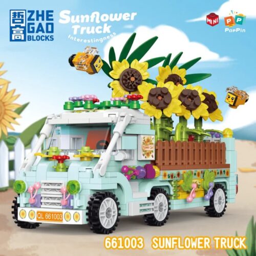 Bộ lắp ghép Xe Tải Hoa Hướng Dương Zhegao 661003. Món đồ chơi xếp hình sáng tạo cho bé gái 8 tuổi, giá rẻ.