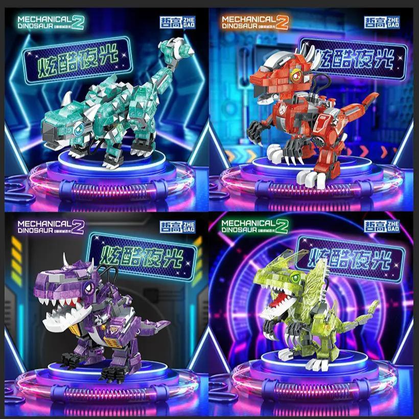 ZHEGAO 662005 Bộ 4 Khủng long Cơ khí Phát sáng - Tổng hợp
