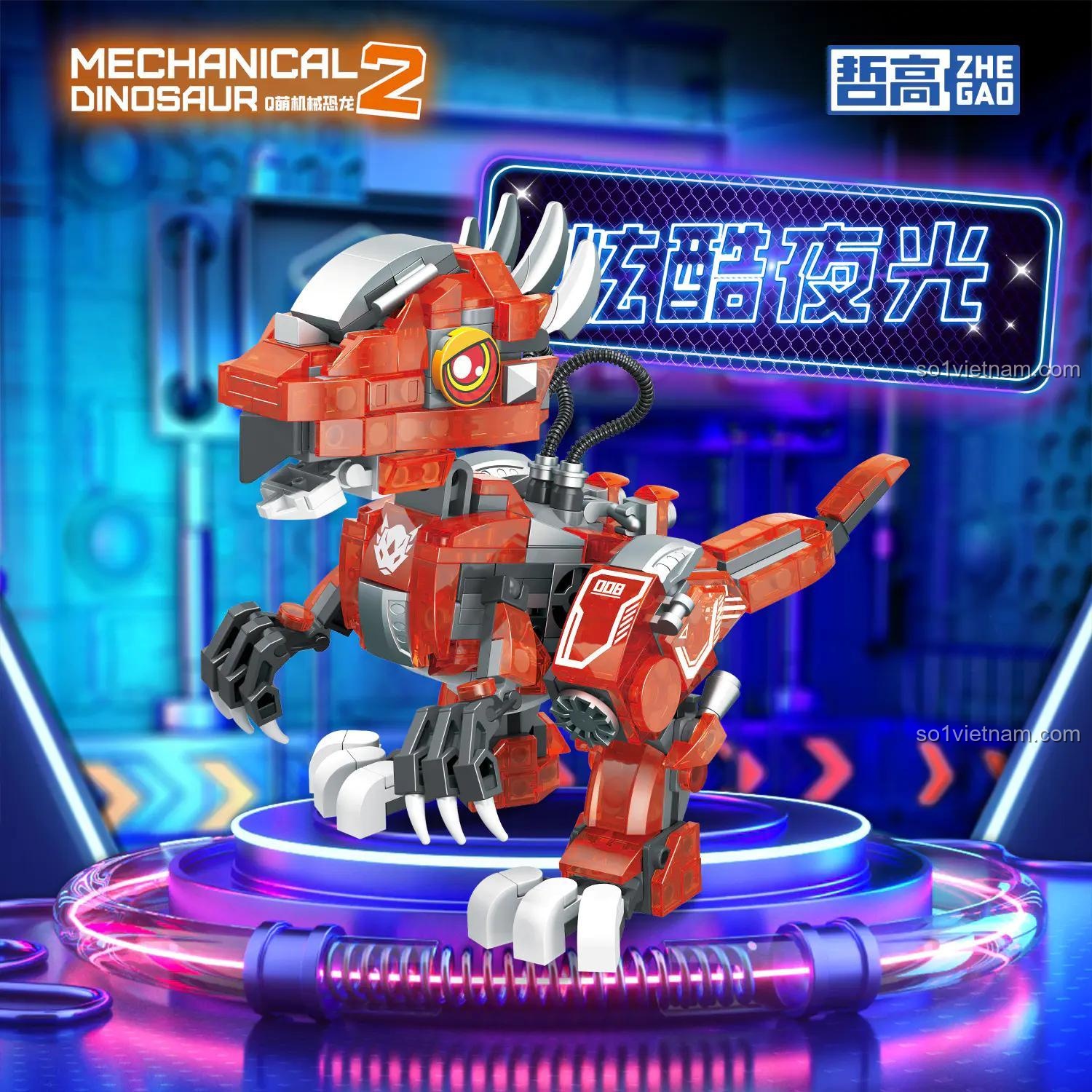 ZHEGAO 662005 Khủng long Xanh Ngọc Cơ khí Phát sáng - Chi tiết