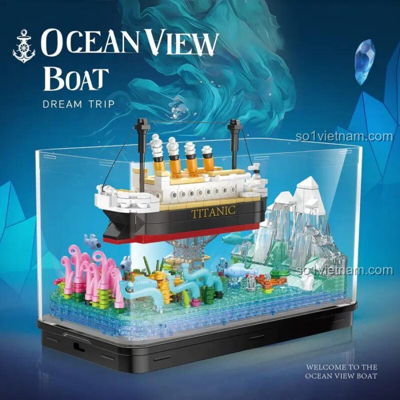 Mô hình Tàu Titanic Biển Xanh ZHEGAO 662009 làm vật trang trí