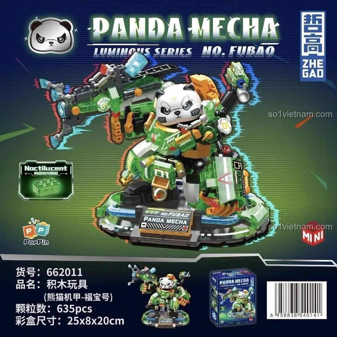 Hộp sản phẩm ZHEGAO 662011 Mô hình Mecha Gấu Trúc Phúc Bảo Hào, Mecha Panda 2011 với thiết kế hộp đẹp mắt, giá rẻ