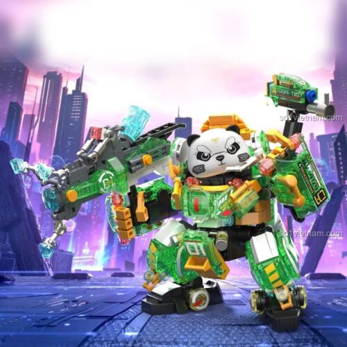 đồ chơi mô hình Mecha Panda ZHEGAO 662011, bộ khối lắp ghép Robot Panda trong bối cảnh thành phố tương lai, giá tiết kiệm