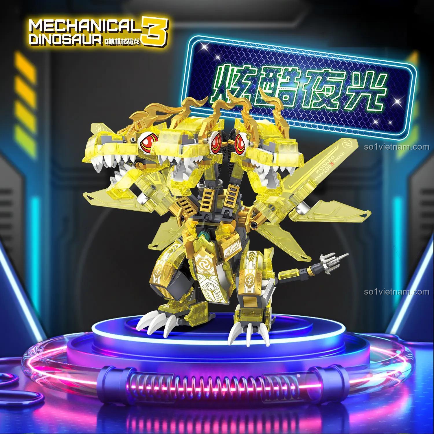 ZHEGAO 662022 Khủng long cơ khí Thunder Three Headed Dragon, bộ lắp ghép 3310 chi tiết, đồ chơi phát triển trí tuệ
