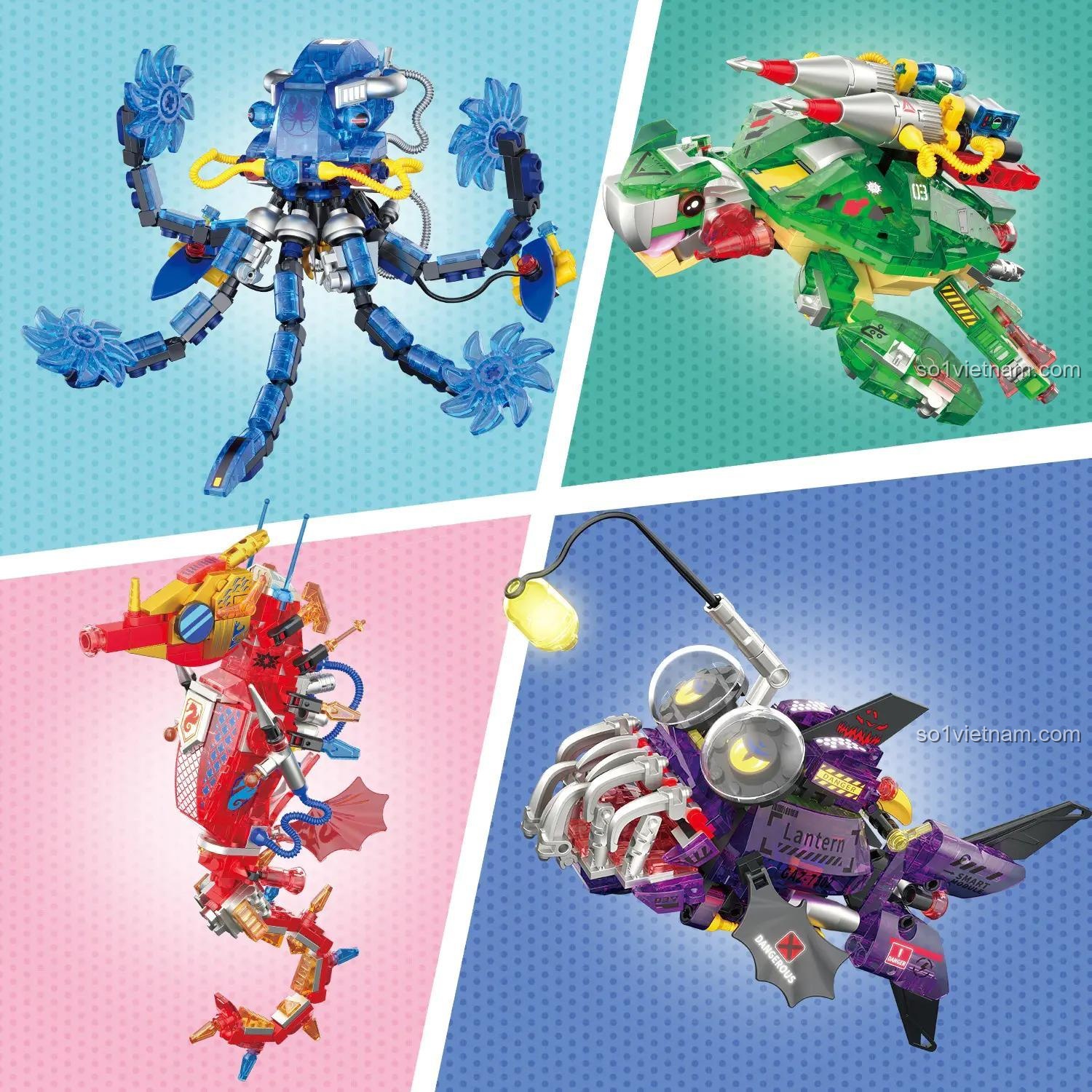 Mô hình bạch tuộc xanh lắp ráp từ bộ ZHEGAO 662037