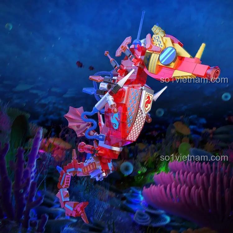 Mô hình cá ngựa đỏ lắp ráp từ bộ ZHEGAO 662037