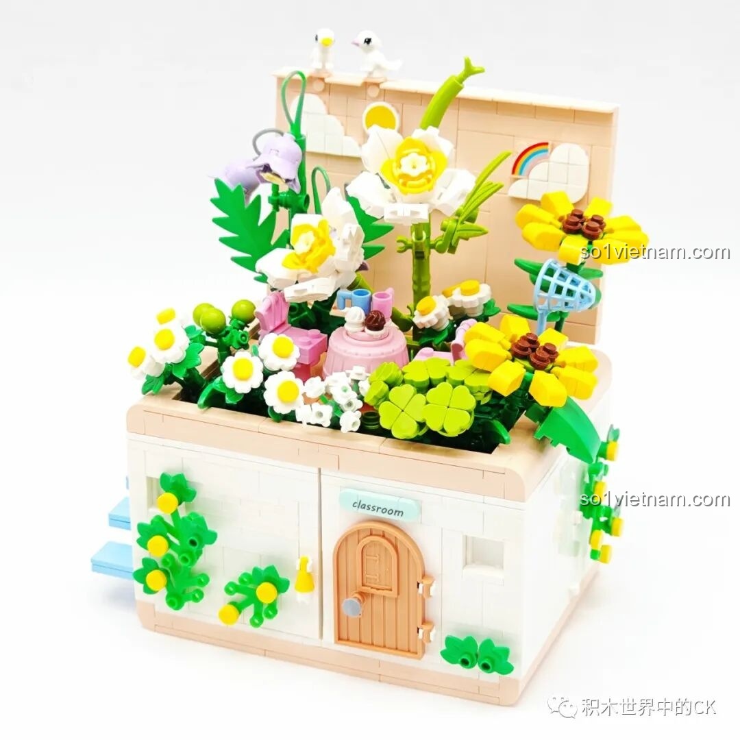 Chi tiết hoa cúc trắng trong bộ ZHEGAO 663016 Vườn Trí Tuệ