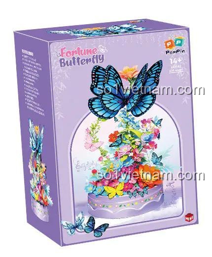 Hộp Nhạc Bướm Chiêu Tài ZHEGAO 663502 bộ lắp ghép có đèn LED lung linh, hộp nhạc du dương, bướm bay lượn, 650 mảnh, độ tuổi 14+