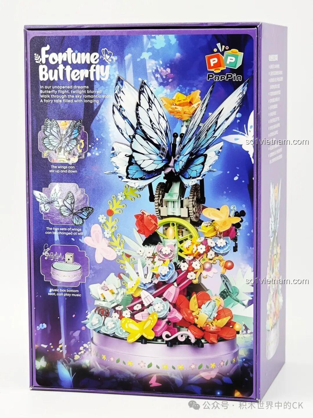 Hộp Nhạc Bướm Chiêu Tài ZHEGAO 663502 bộ lắp ghép có đèn LED lung linh, hộp nhạc du dương, bướm bay lượn, 650 mảnh, độ tuổi 14+