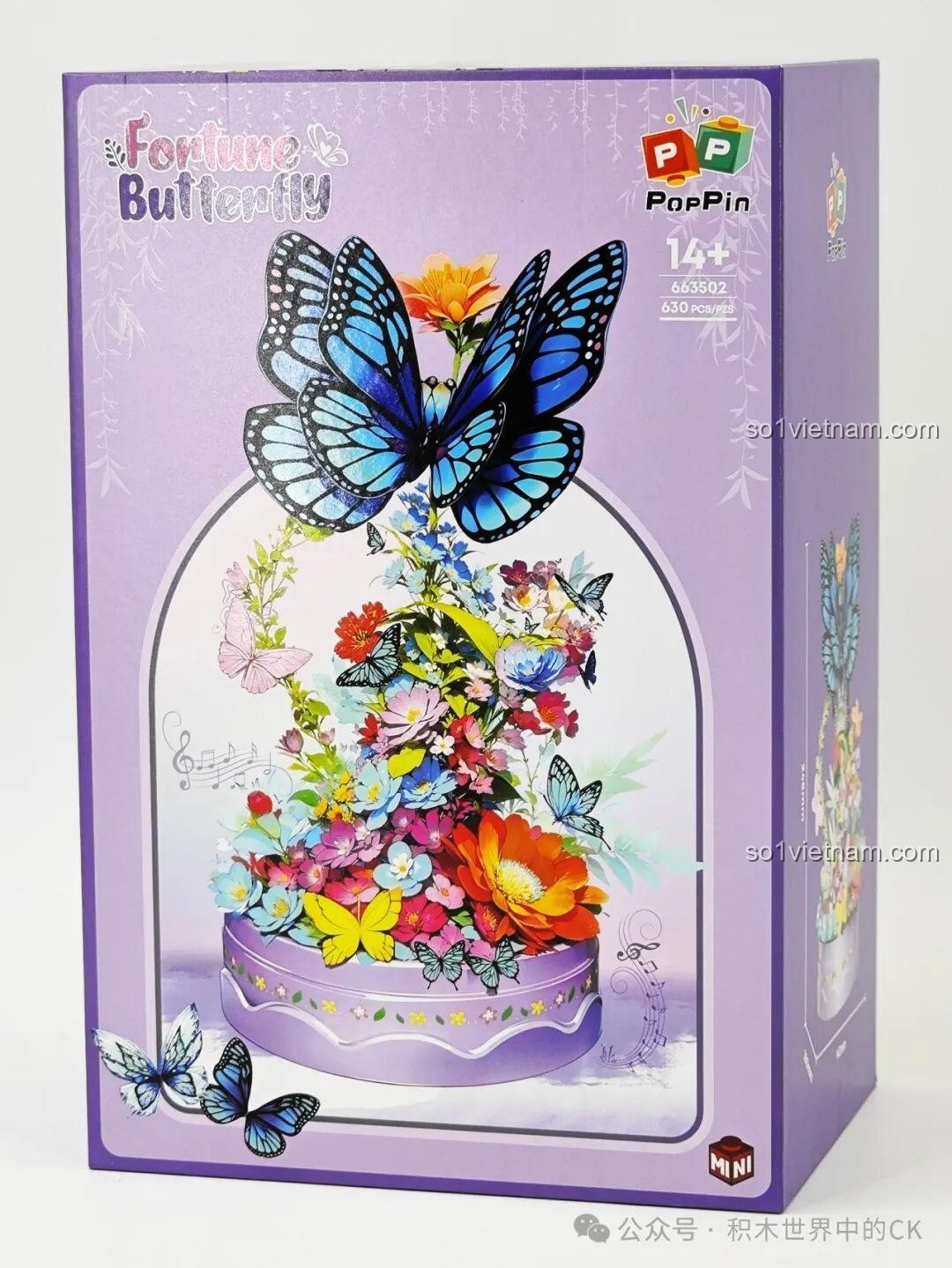 Hộp Nhạc Bướm Chiêu Tài ZHEGAO 663502 bộ lắp ghép có đèn LED lung linh, hộp nhạc du dương, bướm bay lượn, 650 mảnh, độ tuổi 14+