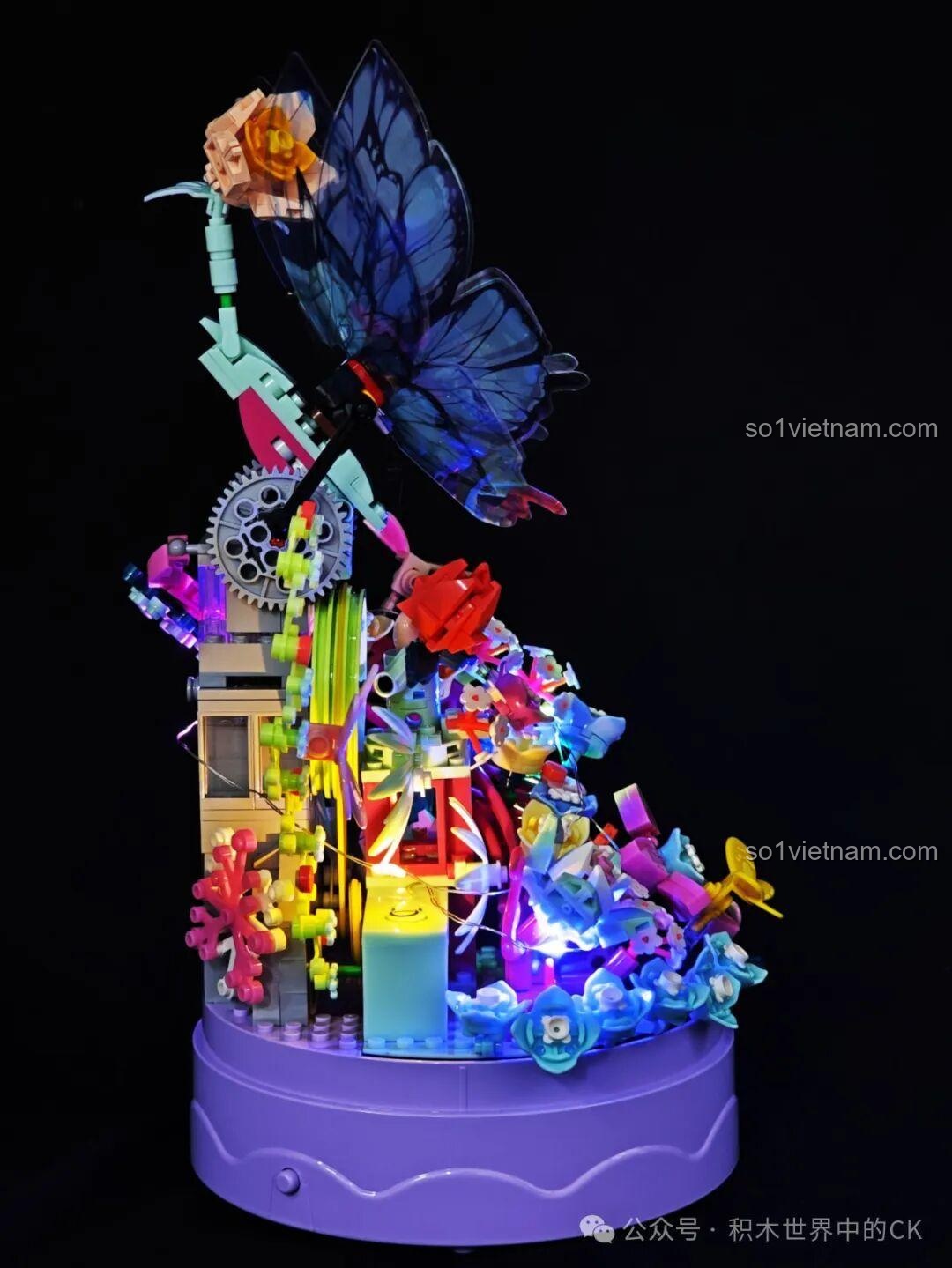 Hộp Nhạc Bướm Chiêu Tài ZHEGAO 663502 bộ lắp ghép có đèn LED lung linh, hộp nhạc du dương, bướm bay lượn, 650 mảnh, độ tuổi 14+