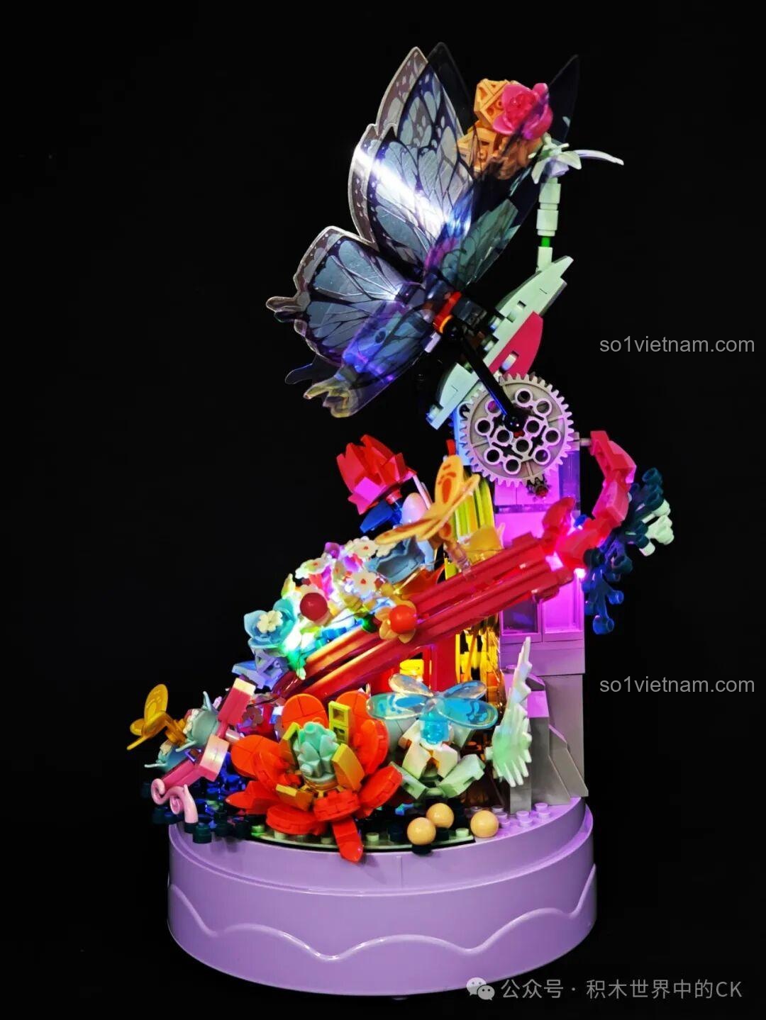 Hộp Nhạc Bướm Chiêu Tài ZHEGAO 663502 bộ lắp ghép có đèn LED lung linh, hộp nhạc du dương, bướm bay lượn, 650 mảnh, độ tuổi 14+